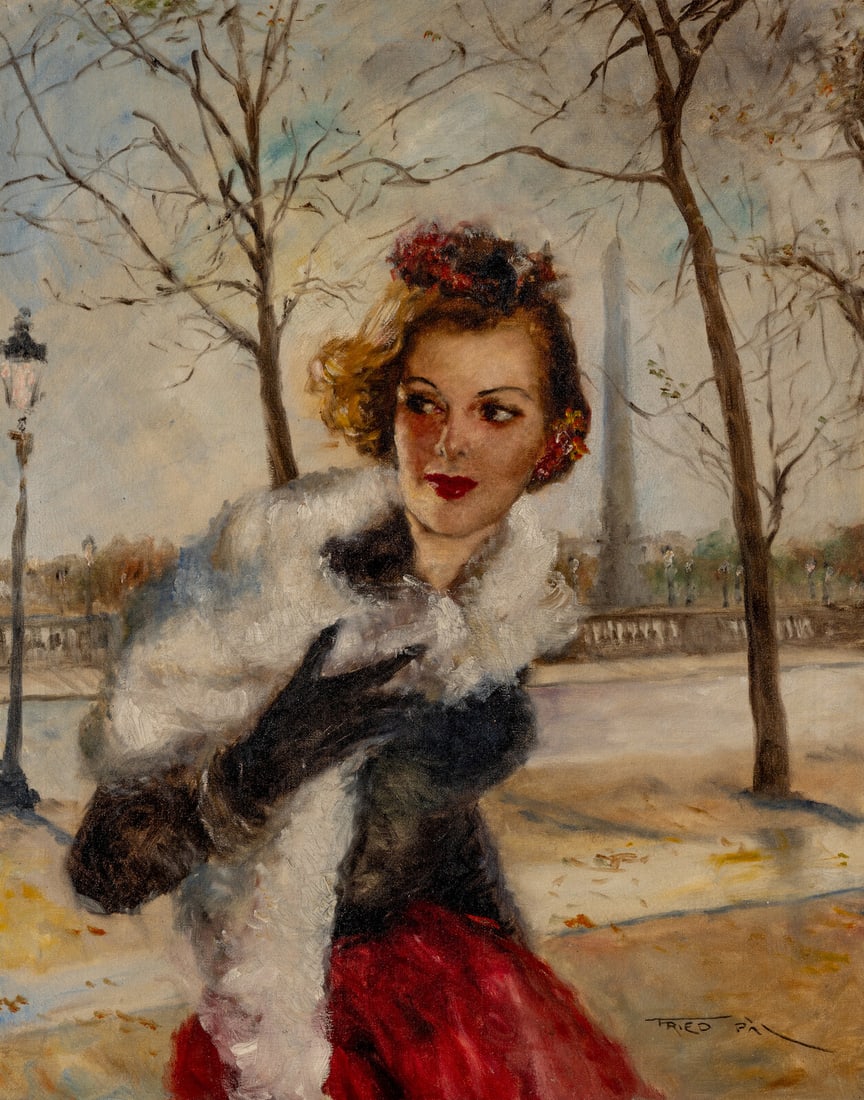 Pál Fried (Hungarian, 1893–1976) Young Woman in Fur and Black Blouse (1 of 3)