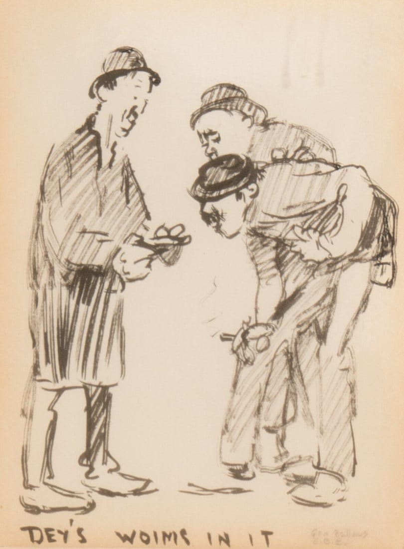 George Bellows (American, 1882–1925) Dey's Woims In It (Disappointments of the Ash Can): George Bellows (American, 1882–1925) Dey's Woims In It (Disappointments of the Ash Can) ink on paper signed Geo Bellows, J.B.E and titled (lower edge) 7 1/8 x 5 3/8 in. This lot is located in Ch