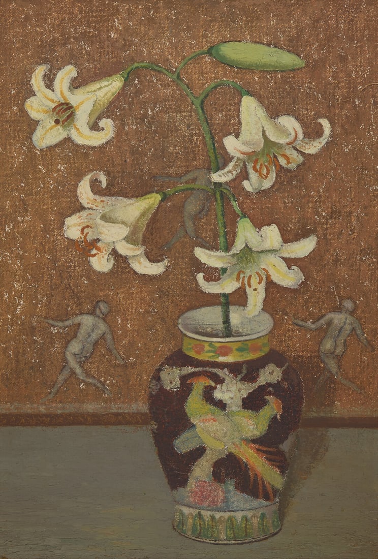 Emma Fordyce MacRae (American, 1887–1974) Easter Lilly in Black Parrot Vase (1 of 3)