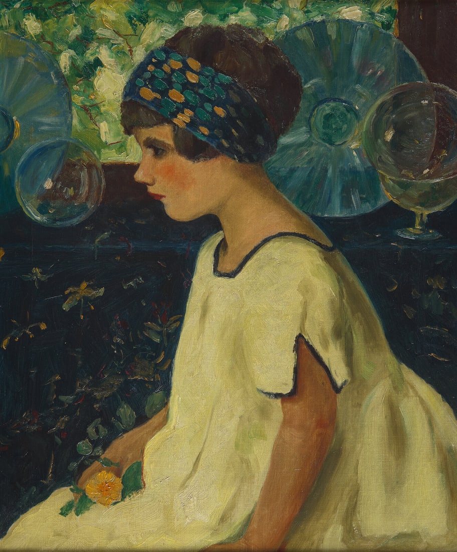 American School, 20th Century Portrait of a Girl: American School, 20th Century Portrait of a Girl oil on canvas 24 x 20 in. This lot is located in Philadelphia.