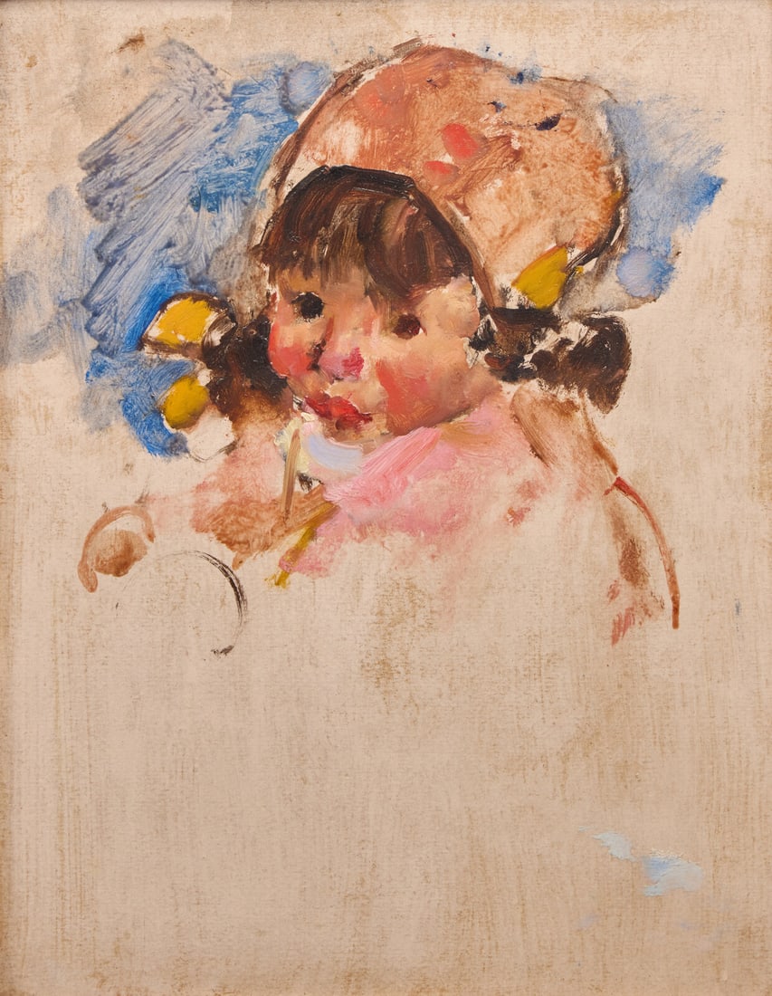 Martha Walter (American, 1875–1976) Girl in Pink Bonnet: Martha Walter (American, 1875–1976) Girl in Pink Bonnet oil on board bears artist's estate stamp (on the reverse) 17 3/4 x 13 3/4 in. This lot is located in Philadelphia. Provenance: David &