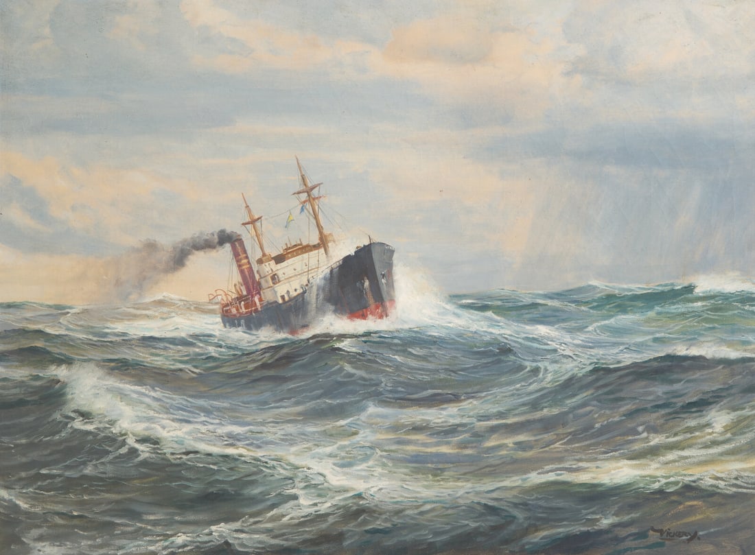Charles Vickery (American, 1913–1998) Stormy Seas: Charles Vickery (American, 1913–1998) Stormy Seas oil on canvas signed VICKERY (lower right) 28 x 38 in. This lot is located in Philadelphia.