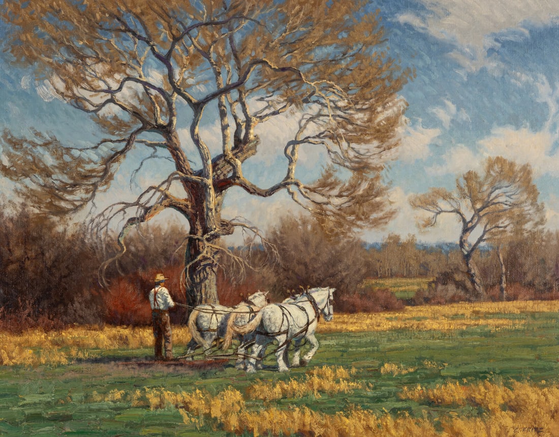 Charles John Fritz (American, b. 1955) Harrowing the Pasture Ground (1 of 3)