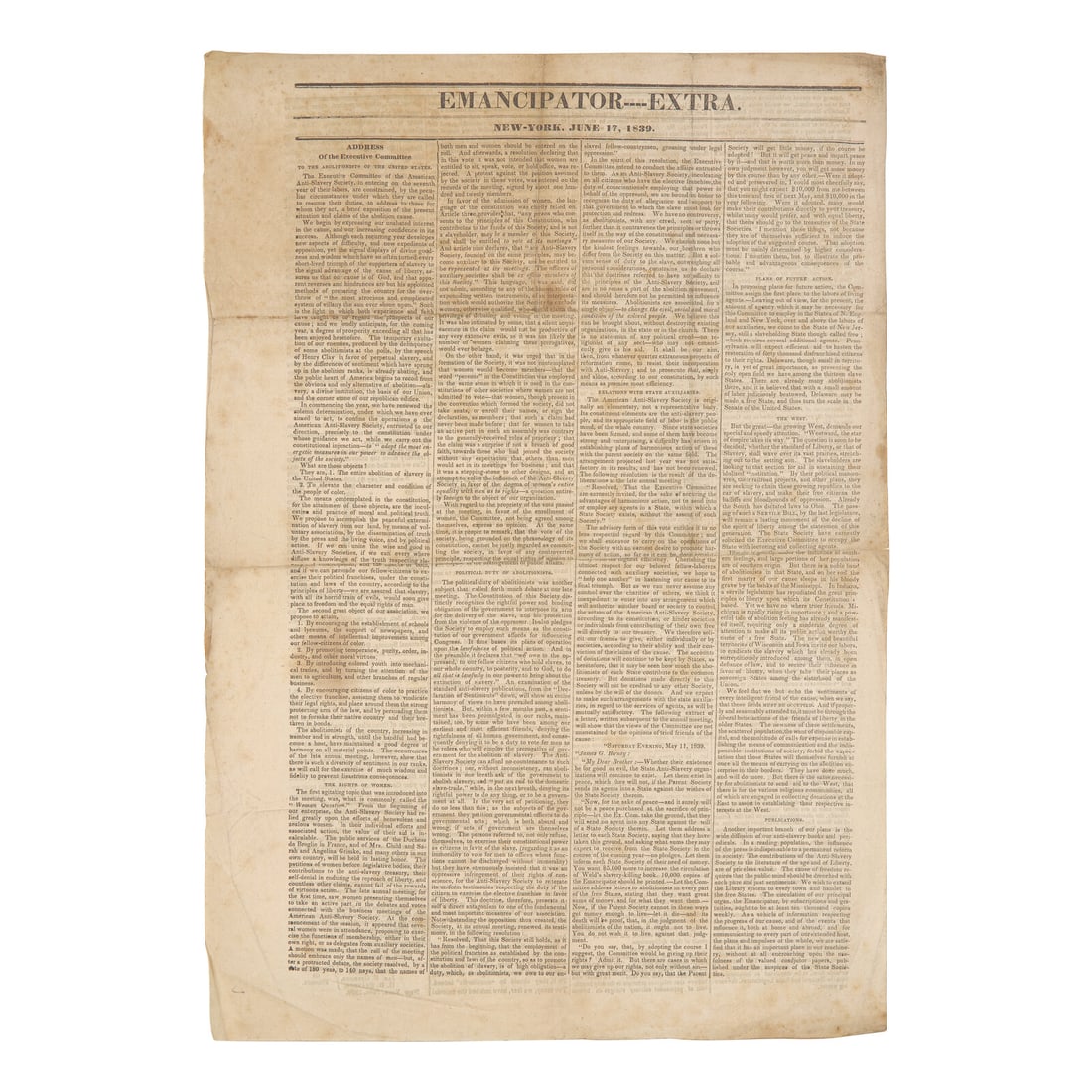 [African-Americana] [American Anti-Slavery Society] Rare Extra Issue of the Emancipator, the (1 of 2)