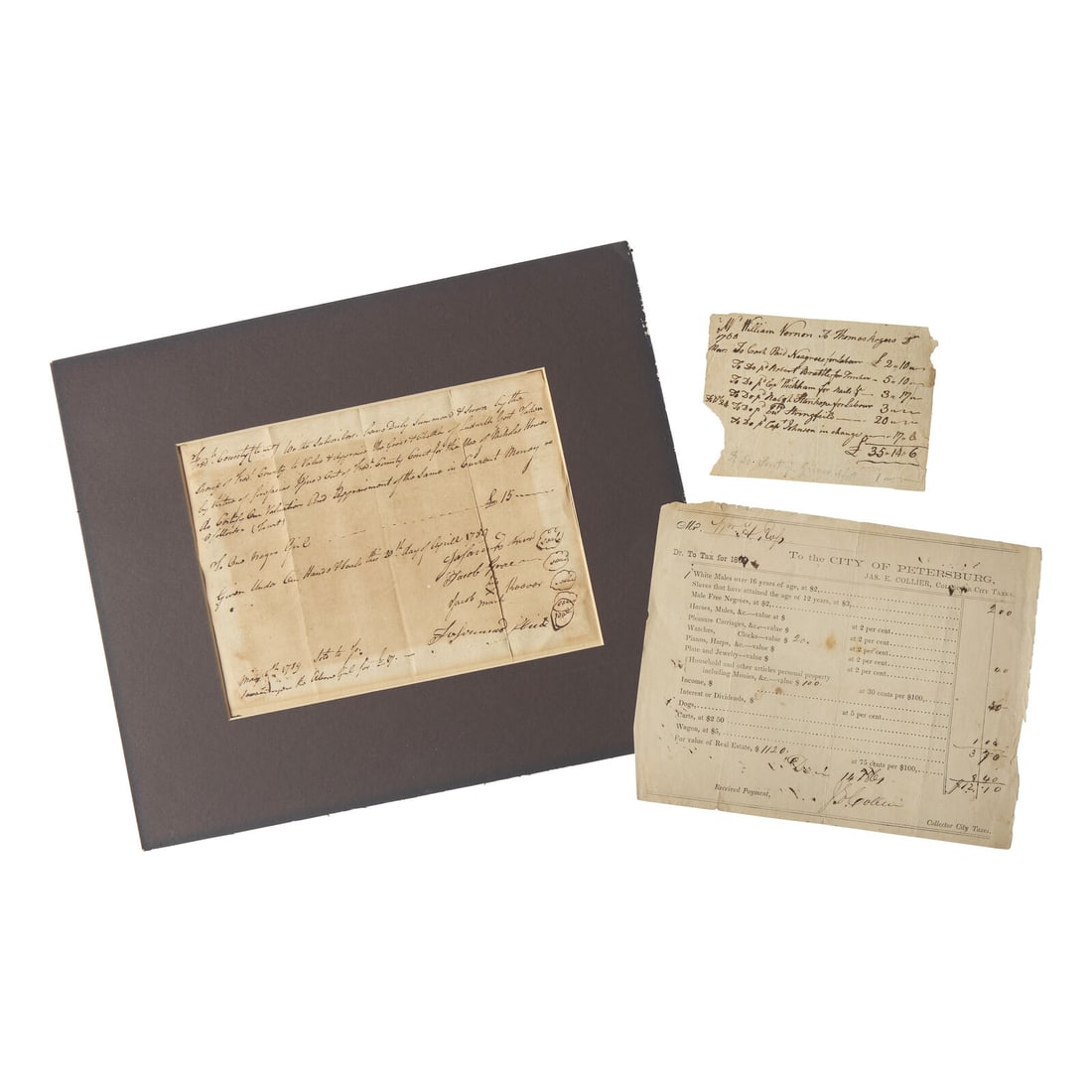 [African-Americana] [Enslavement] Group of 3 Slave-Related Documents (1 of 1)