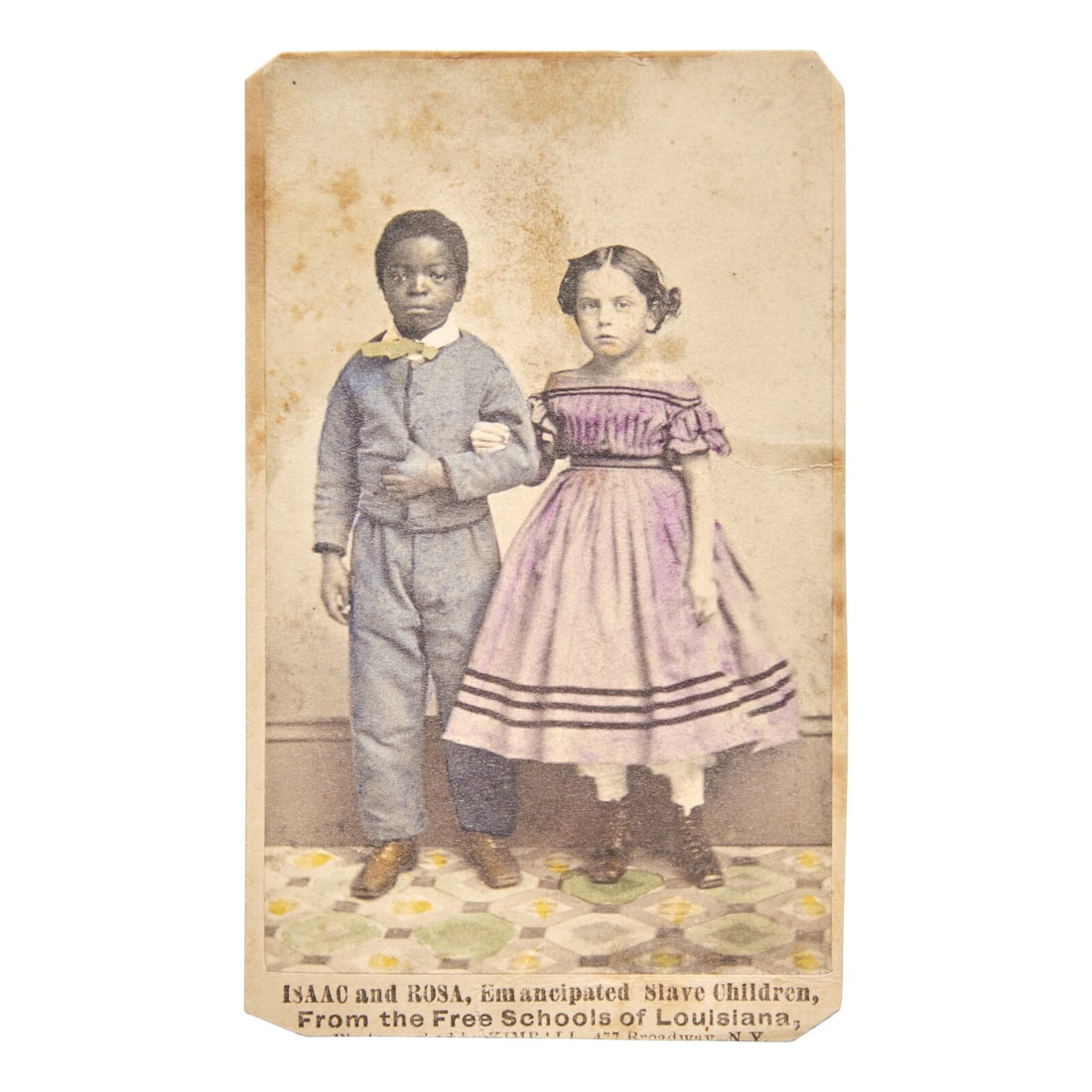 [African-Americana] Hand-colored CDV of Isaac and Rosa, Emancipated Slave Children (1 of 2)