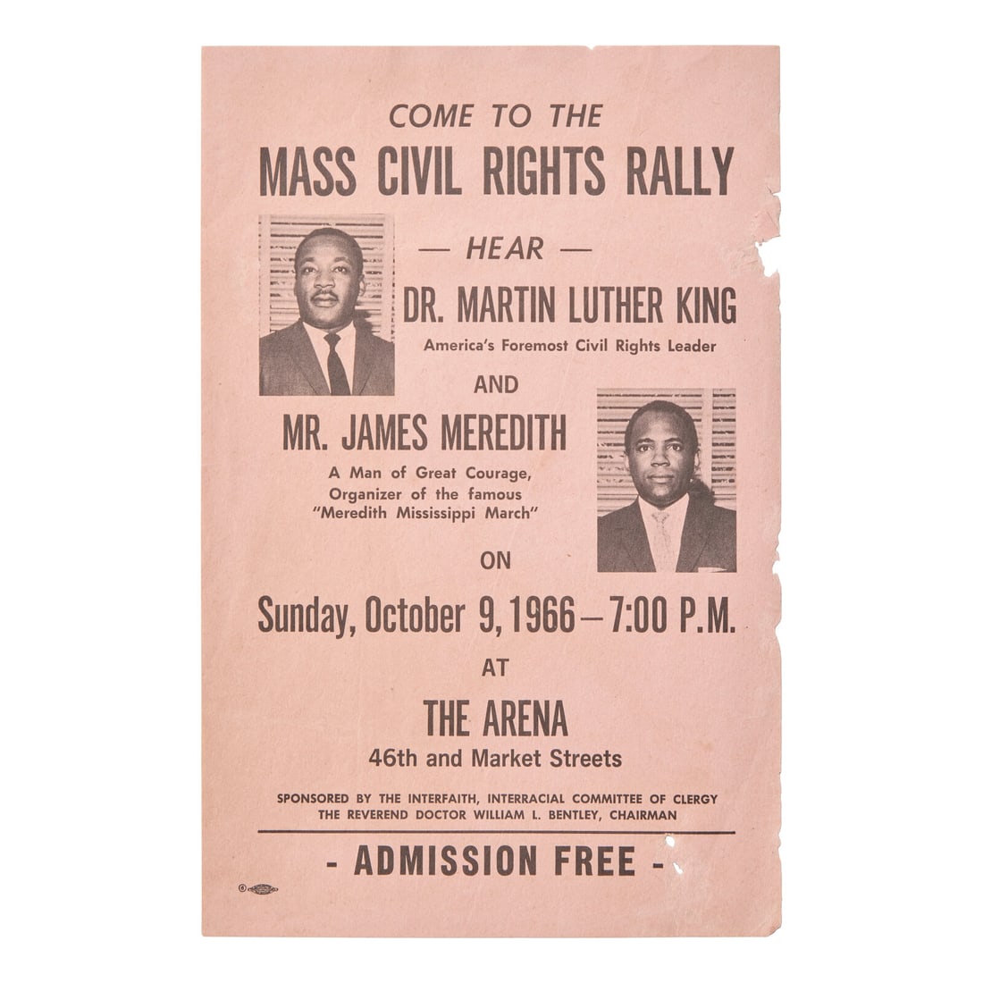 [African-Americana] [King, Martin Luther, Jr.] Printed Handbill for a Mass Civil Rights Rally (1 of 2)