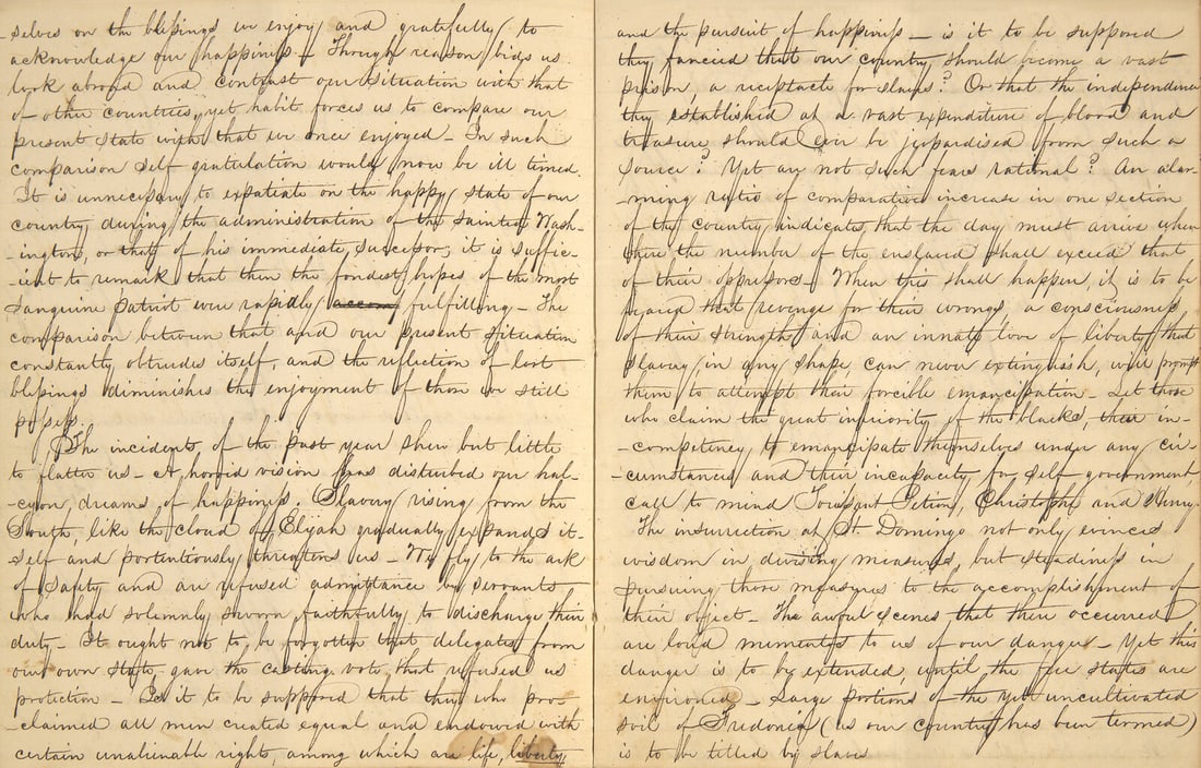 [African-Americana] [Townsend, Elias Stillwell] "The Patriots Who Secured Our Independence":: [African-Americana] [Townsend, Elias Stillwell] "The Patriots Who Secured Our Independence": Manuscript of an Anti-Slavery Oration New Haven, Connecticut, July 4, 1820. 18-page manuscript of an anti-s
