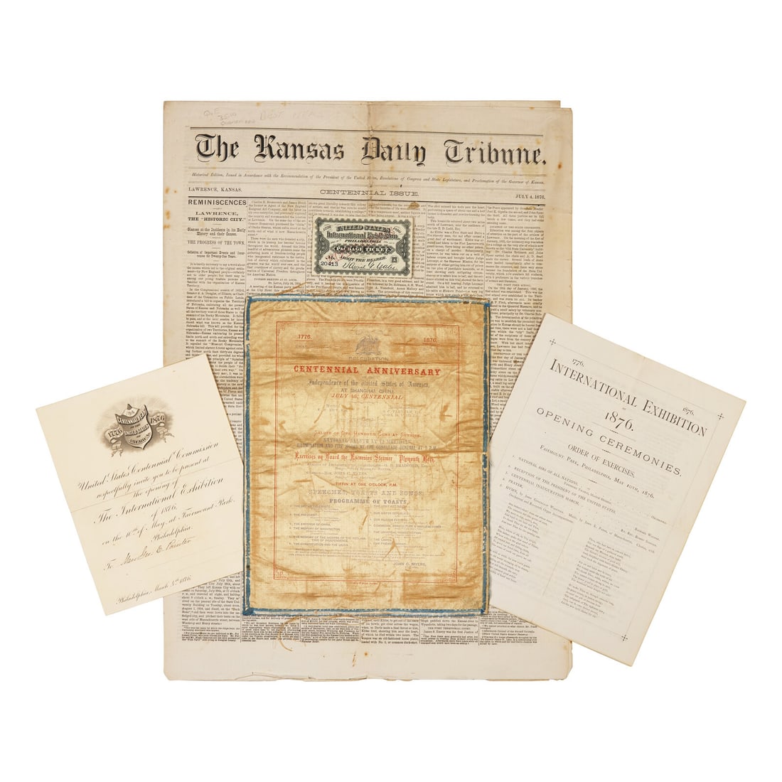 [American Centennial] Rare Silk Broadside Celebrating the Centennial Anniversary of the United (1 of 1)