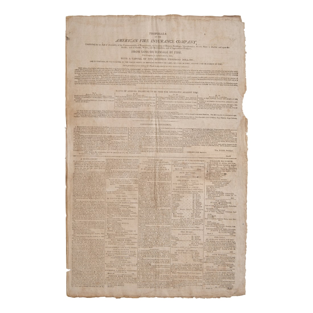 [American Newspapers] [Fire Insurance] Group of 2 Issues of the Aurora, with a Large Ad for Early (1 of 3)