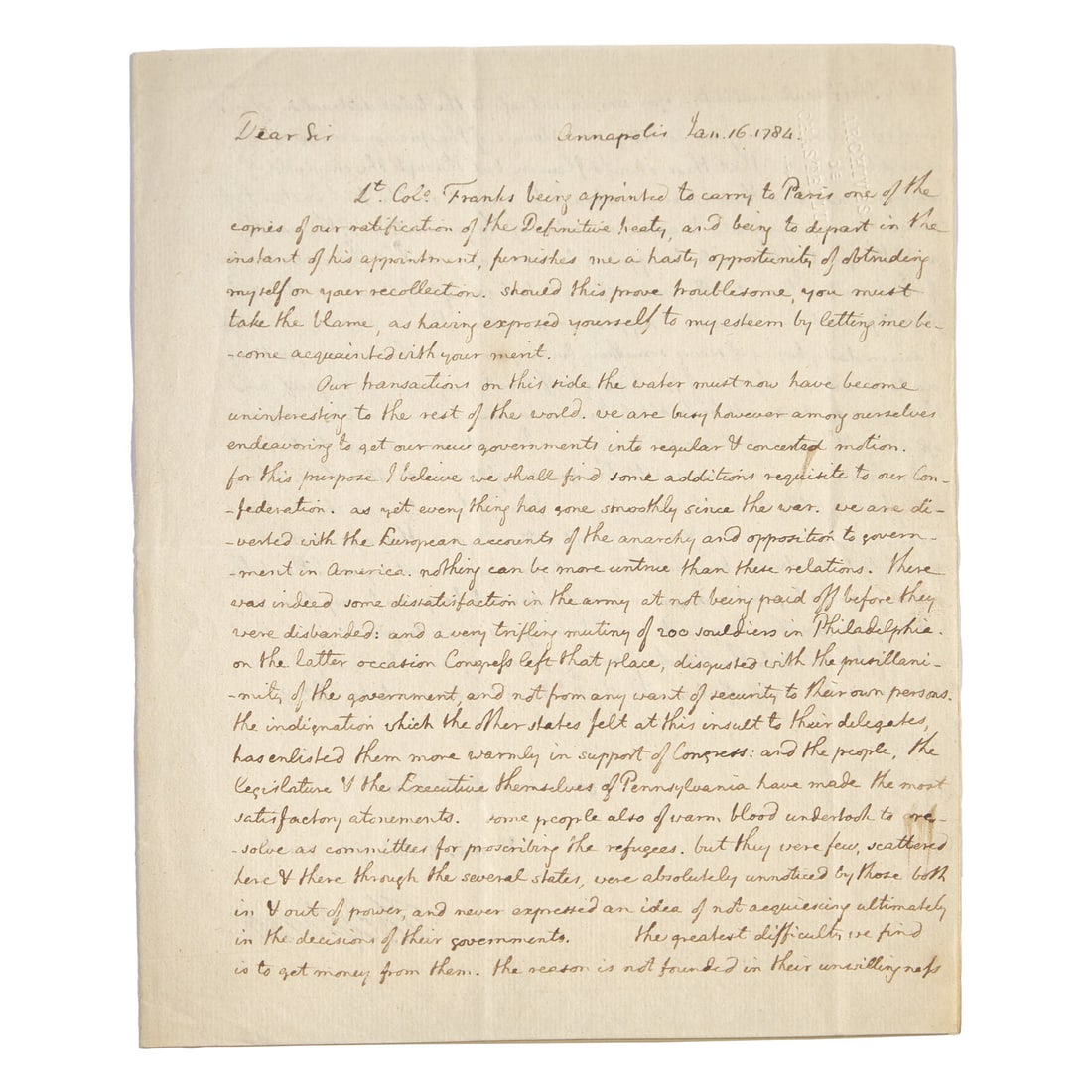 [American Revolution] Thomas Jefferson at the Birth of a New Nation: An Important Letter Carried by (1 of 4)