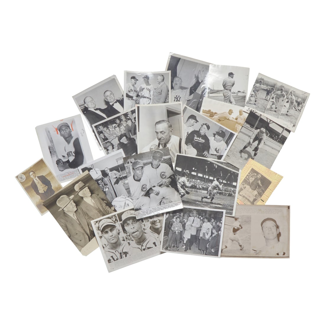 [Baseball] Group of 18 Press Photographs of Baseball Legends, including Mickey Mantle, Ty Cobb, (1 of 1)