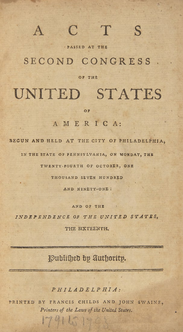 [Bill of Rights] An Early Printing of the Bill of Rights in Acts Passed at the Second Congress of (1 of 2)