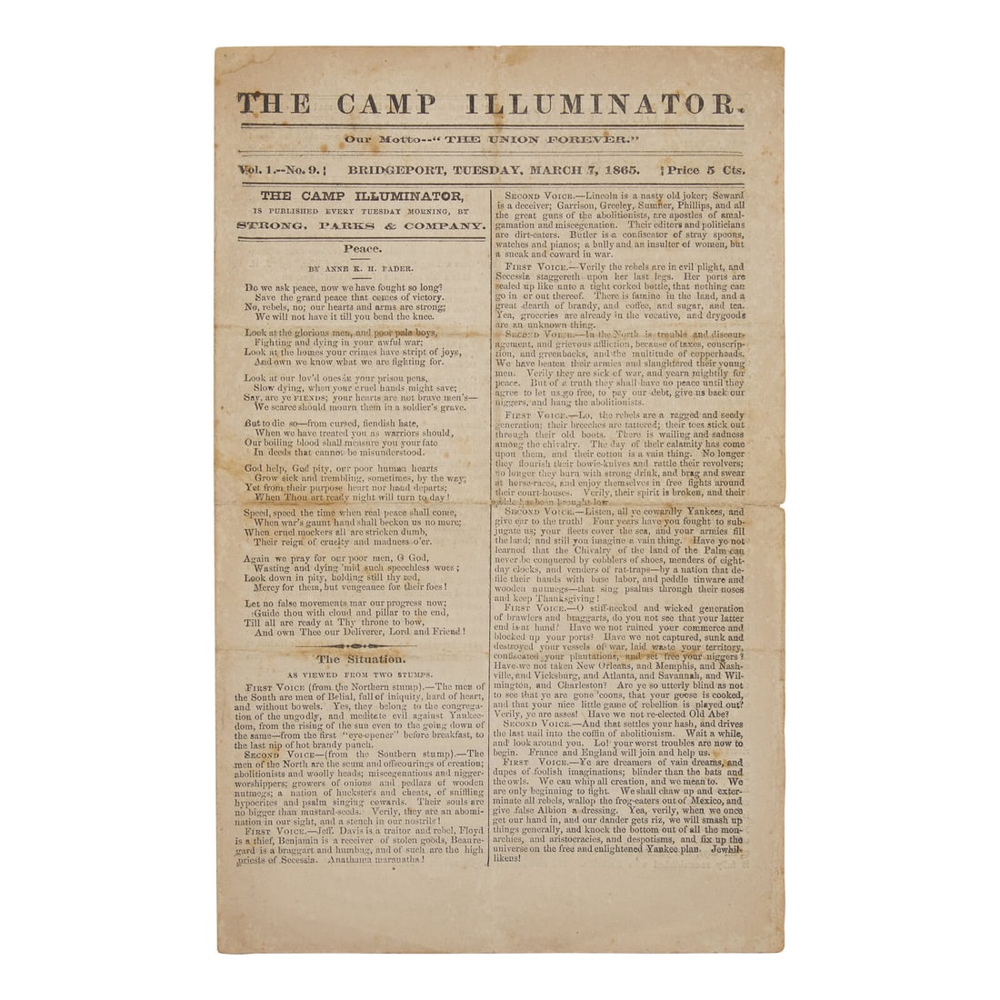 [Civil War] Scarce Confederate Newspaper, Reporting Sherman's March on Augusta, as well as the "Last (1 of 1)