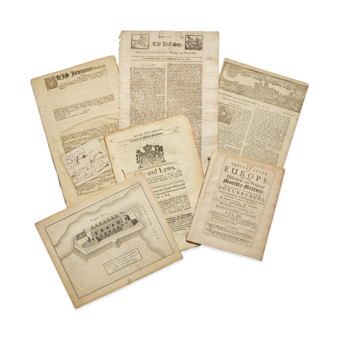 [Colonial America] Group of 7 Items Related to Colonial America, Queen Anne's War, The Crown Point (1 of 1)