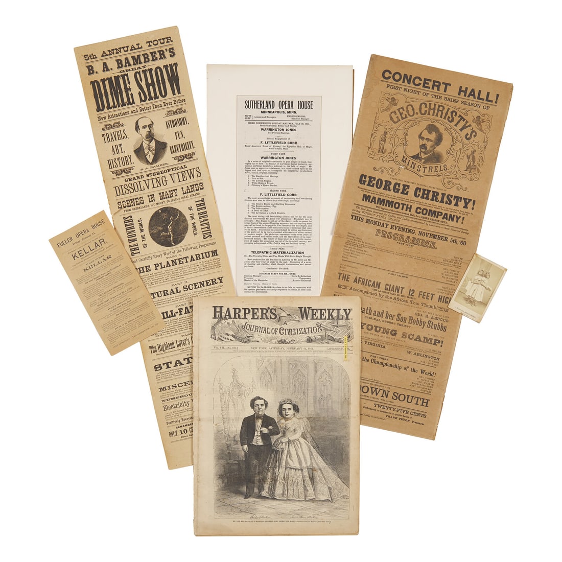 [Curiosa] Group of 6 Items Related to Magic, Circuses, Minstrels, and Sideshows (1 of 1)