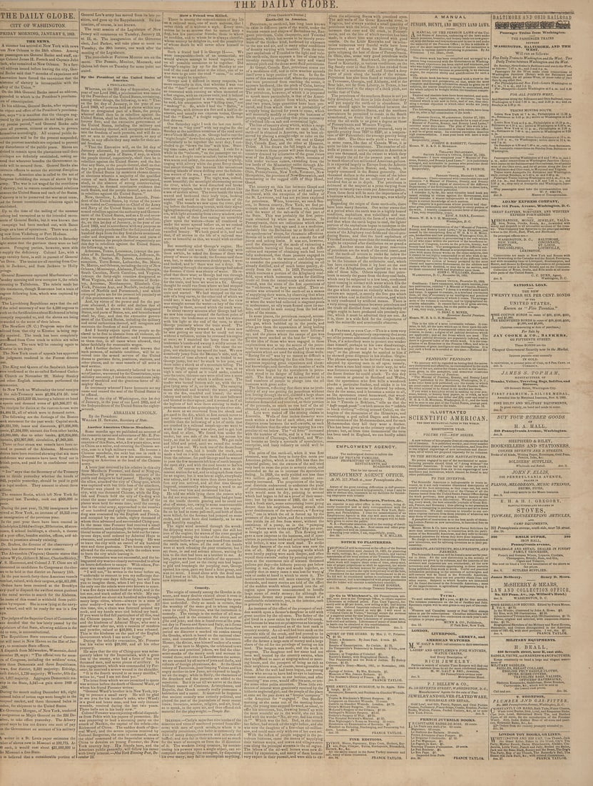 [Emancipation Proclamation] One of the Earliest Printings of the Final Emancipation Proclamation, in (1 of 3)