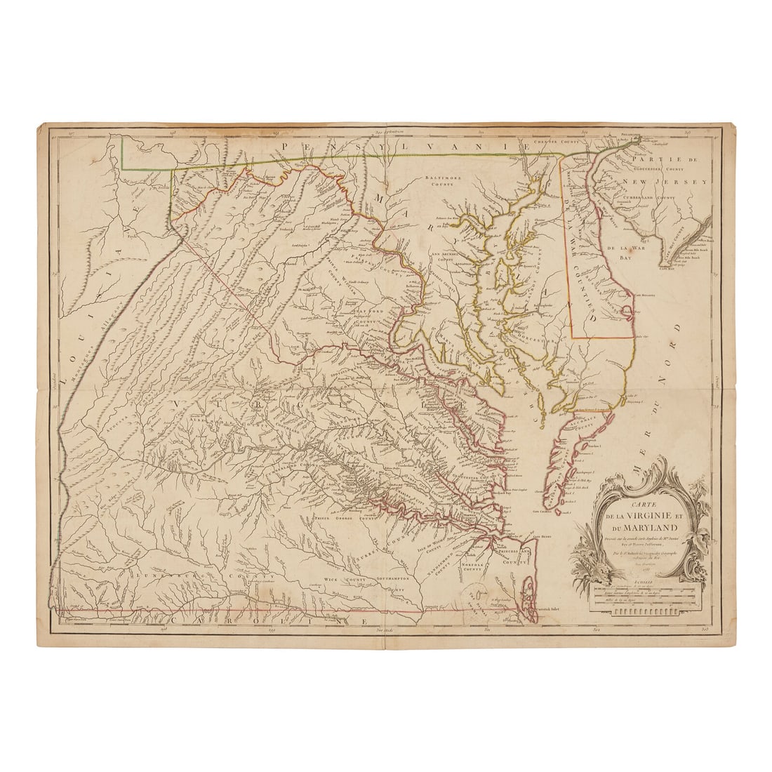 [French and Indian War] Vaugondy, Robert de. Carte de la Virginie et du Maryland... (1 of 2)