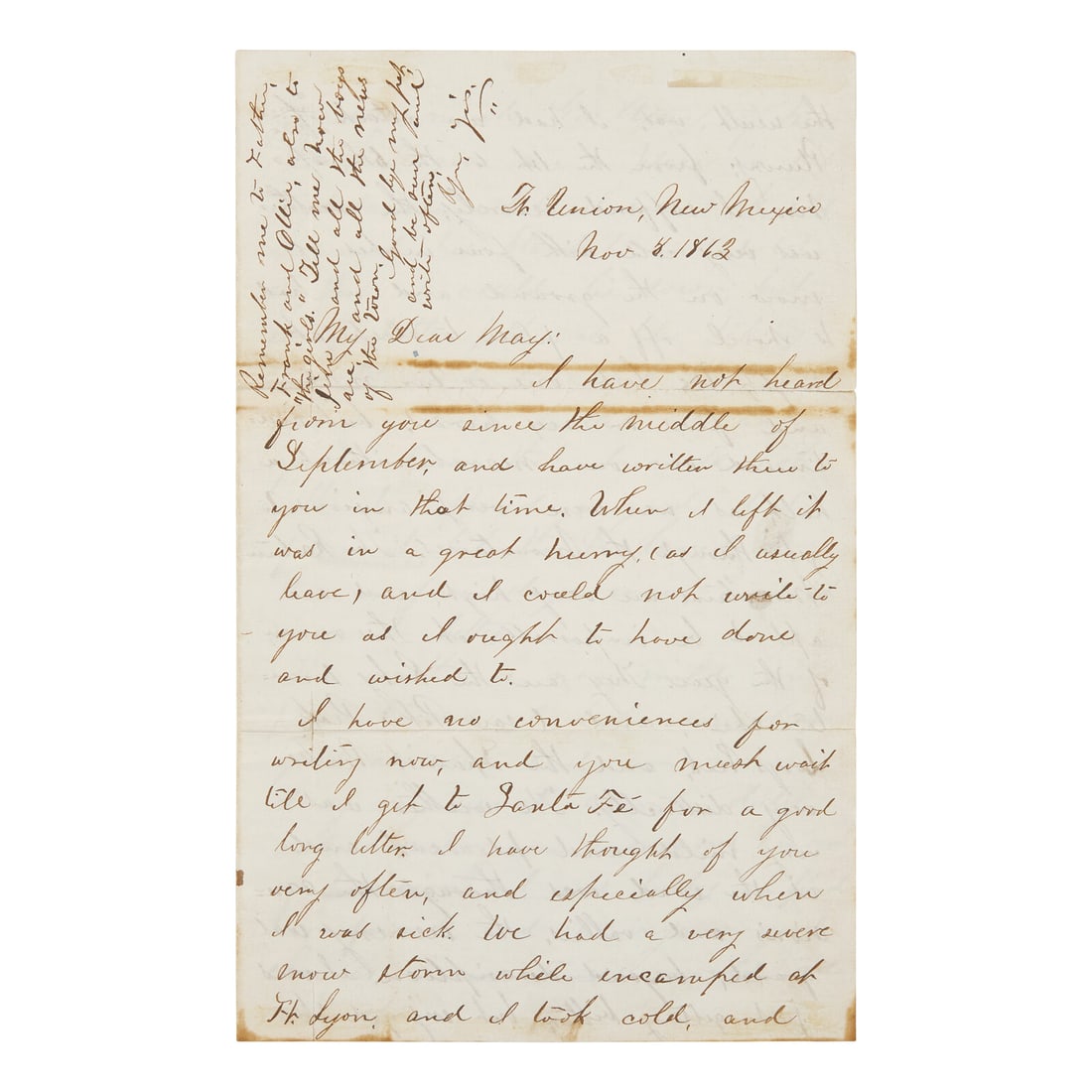 [Gold Rush] Autograph Letter, Featuring a Mention of Frontiersman Kit Carson and the Arizona Gold (1 of 1)