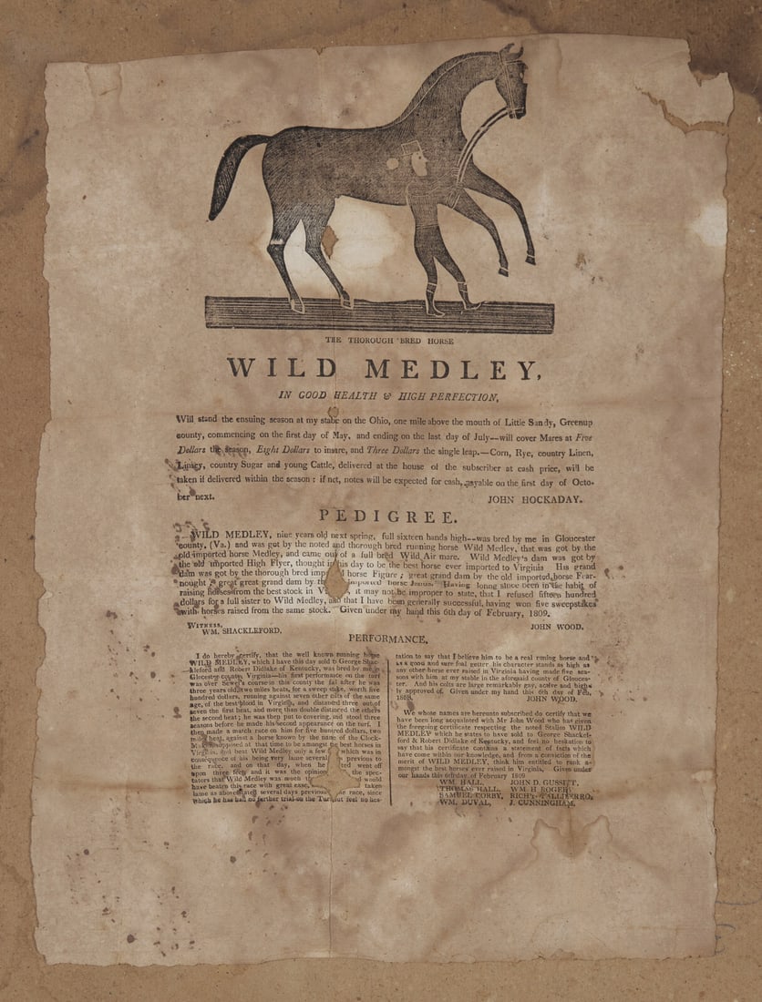 [Horse Racing] An Early and Possibly the Only Extant Example of this 19th Century Broadside (1 of 3)