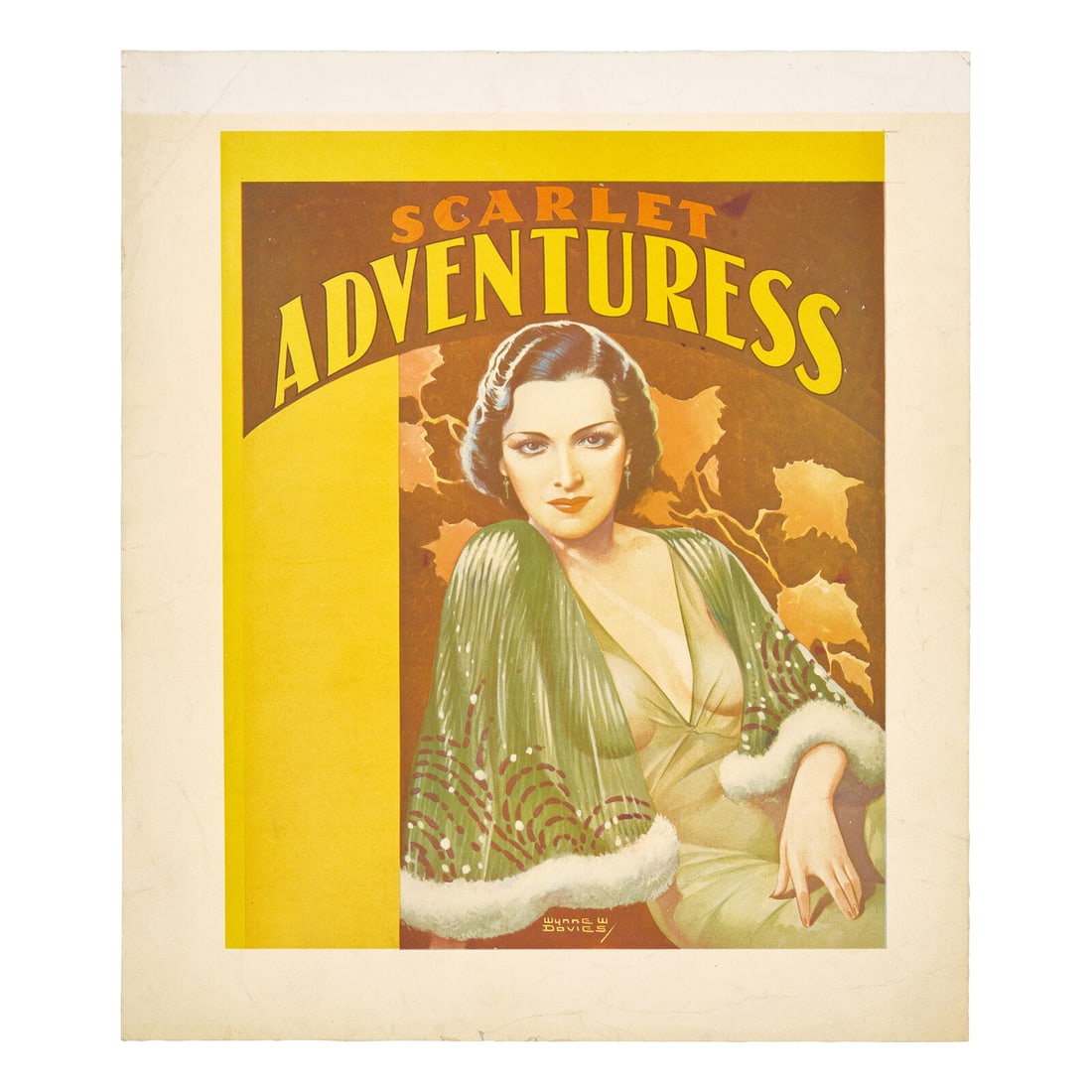 [Illustration Art] Davies, Wynne W. Color Separation Proof for Cover of "Scarlet Adventuress": [Illustration Art] Davies, Wynne W. Color Separation Proof for Cover of "Scarlet Adventuress" No place, (ca. February, 1936). Offset-lithograph, 13 1/2 x 11 1/2 in. Lightly creased; evenly toned; scat