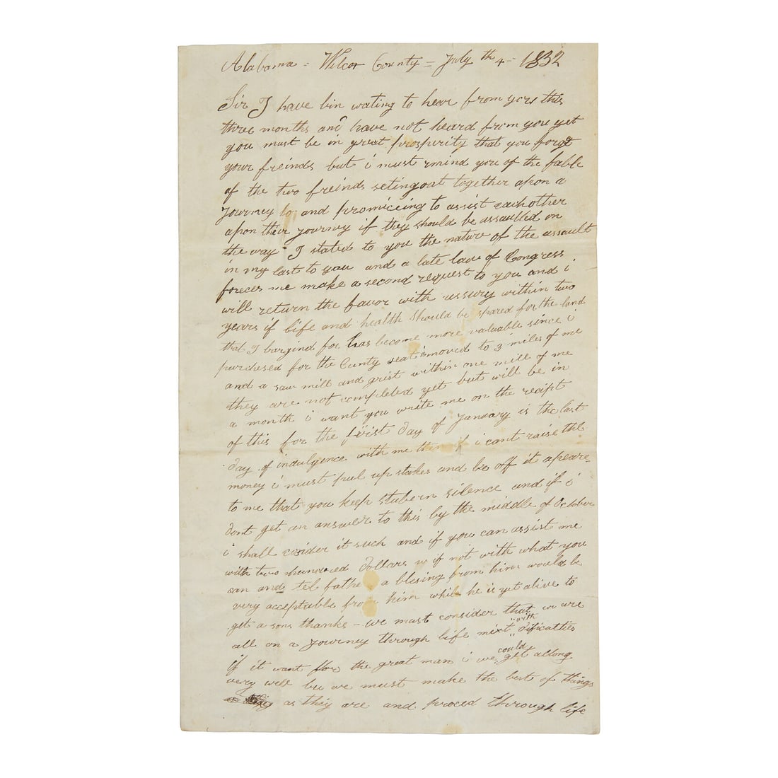 [Jacksonian Era] A Fascinating Contemporary Letter by an American Farmer Written Amid the (1 of 2)