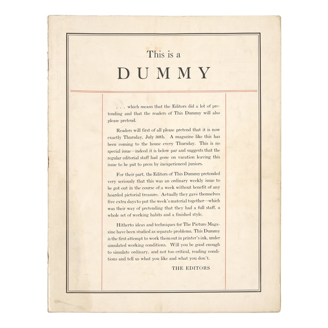 [LIFE Magazine] Dummy of the First Issue of LIFE Magazine, 1936 (1 of 1)
