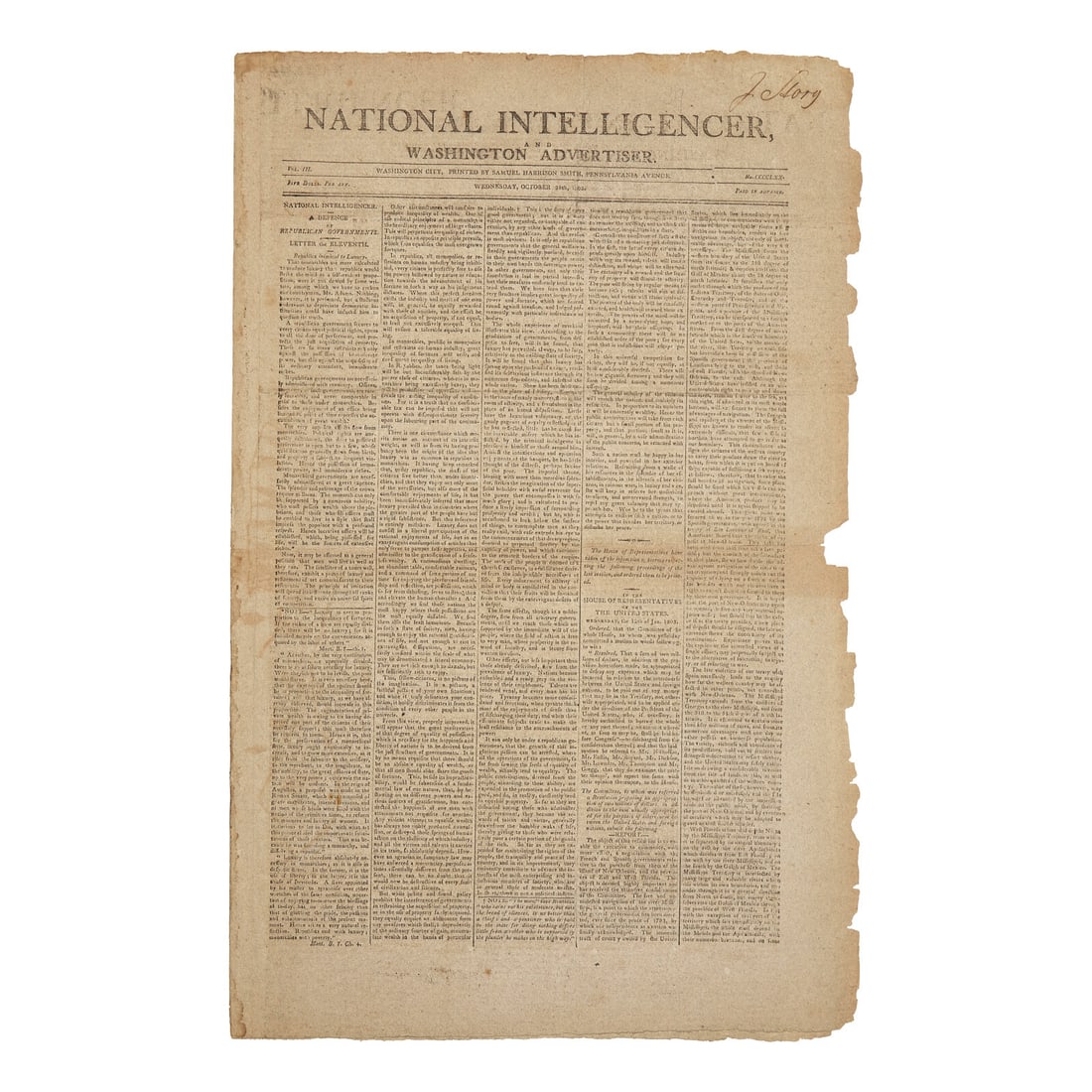 [Louisiana Purchase] Report Regarding the Louisiana Purchase in the National Intelligencer, and (1 of 1)