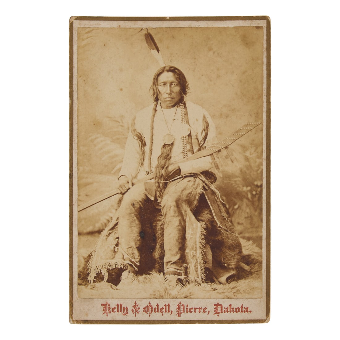 [Native-Americana] Kelly, R.L. Cabinet Card Portrait of Spotted Eagle (1 of 2)