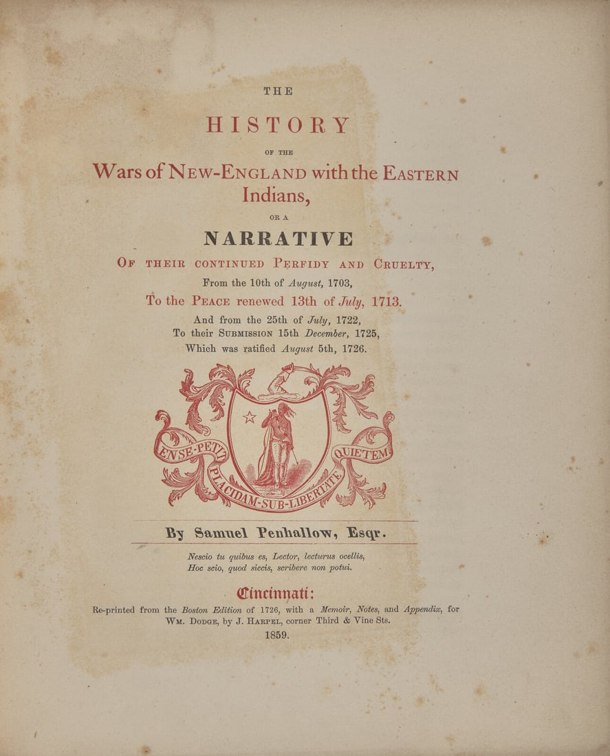 [Native-Americana] Penhallow, Samuel. The History of the Wars of New-England with the Eastern (1 of 3)