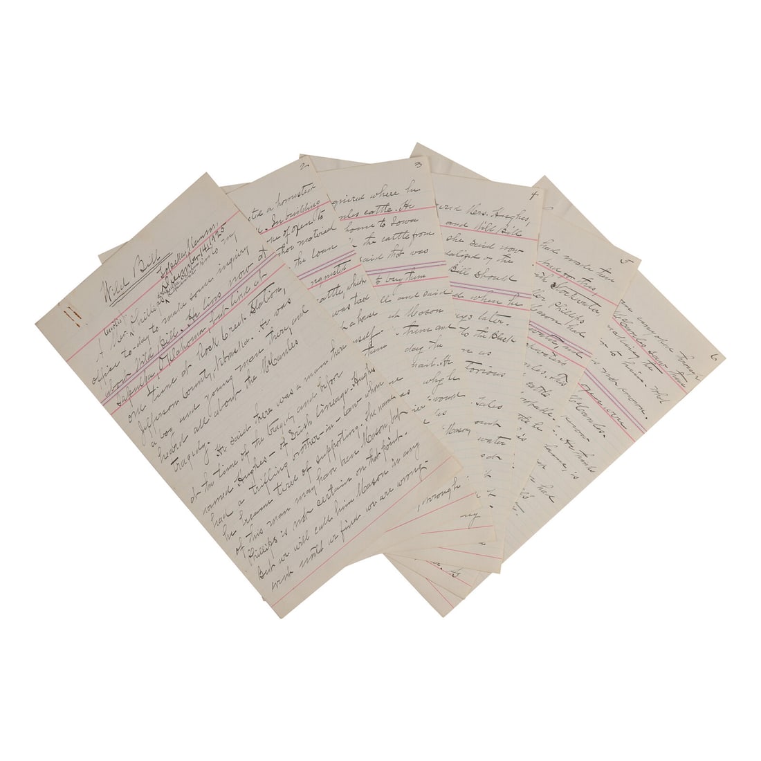 [Old West] Autograph Notes on "Wild Bill" Hickok and the McCanles Gang, by Historian William E. (1 of 1)