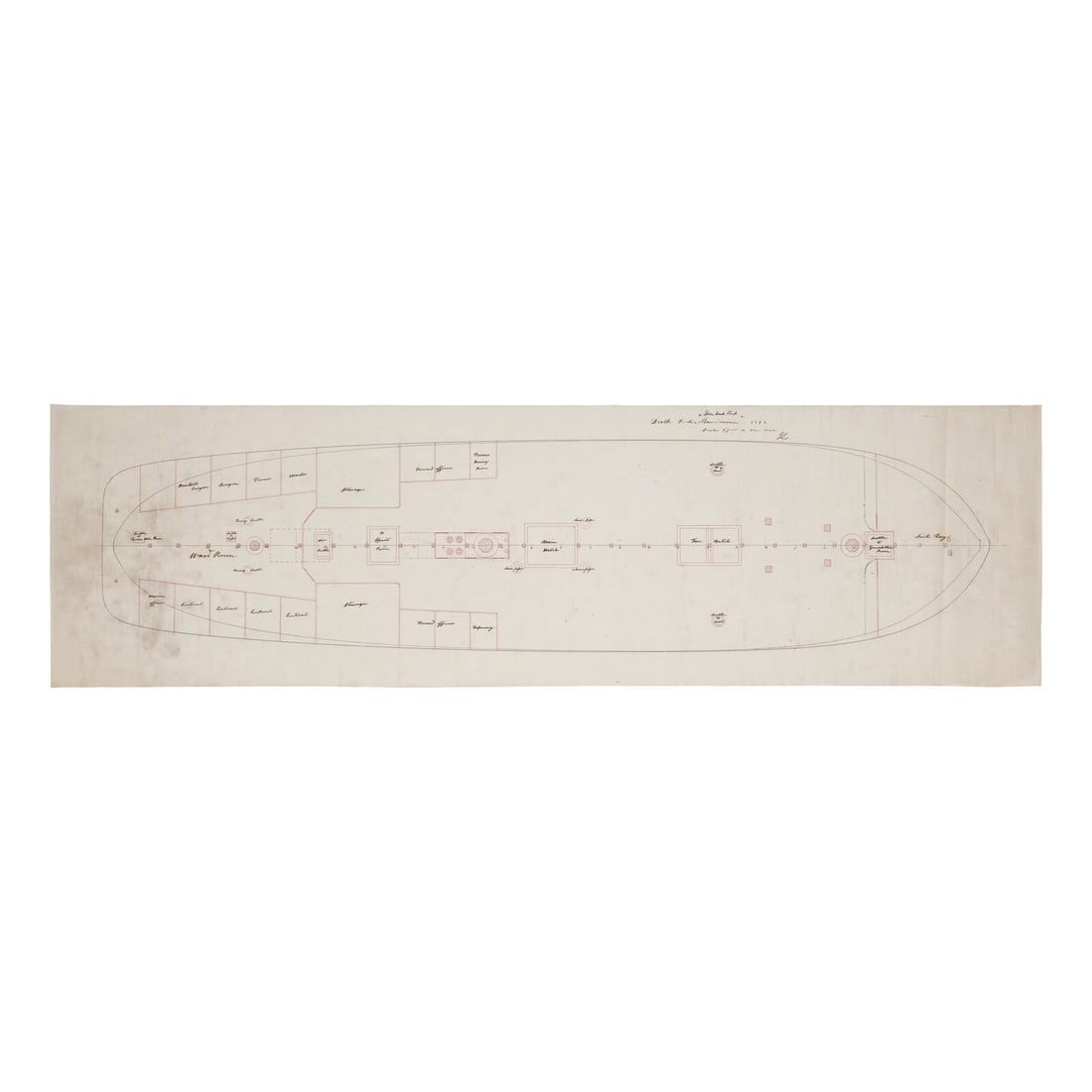 [Perry, Commodore Matthew C.] Manuscript Plan of the Berth Deck of the USS Macedonian, 1852 (1 of 1)