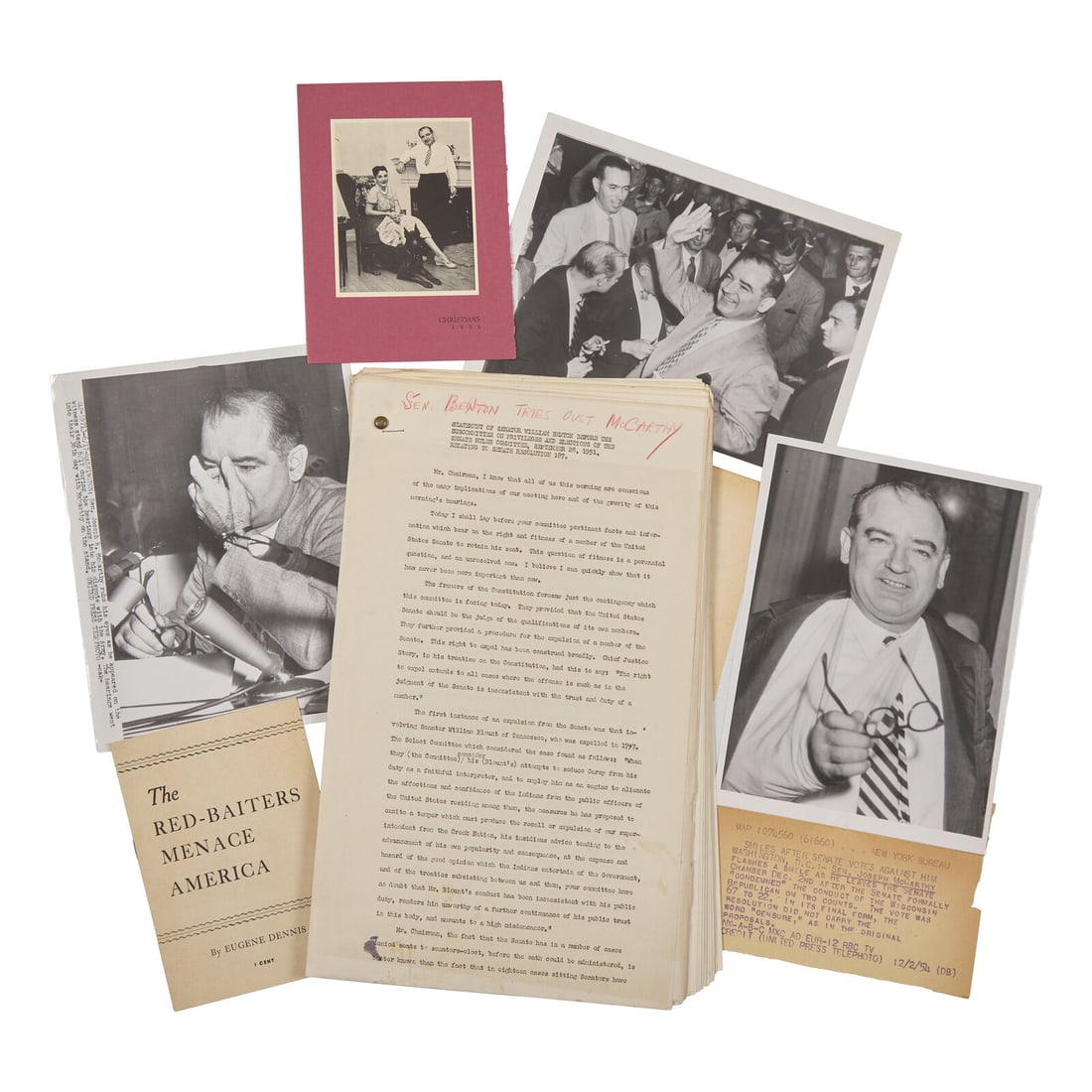[Red Scare] Group of 6 Items Related to Joseph McCarthy and the Red Scare, 1946-54 (1 of 1)
