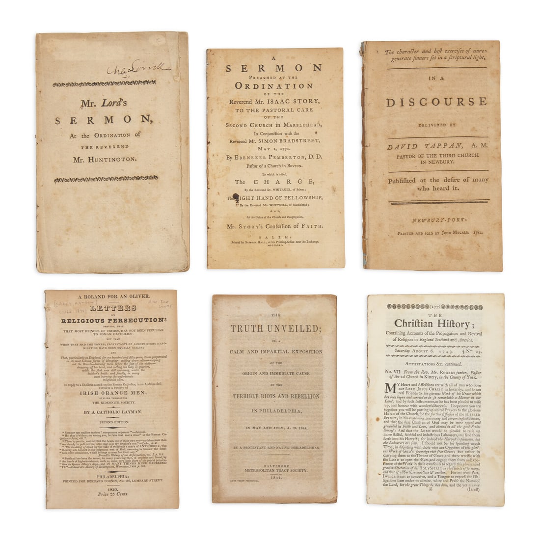 [Religion] Group of 6 American Pamphlets on Religious Subjects, 1743-1844 (1 of 1)