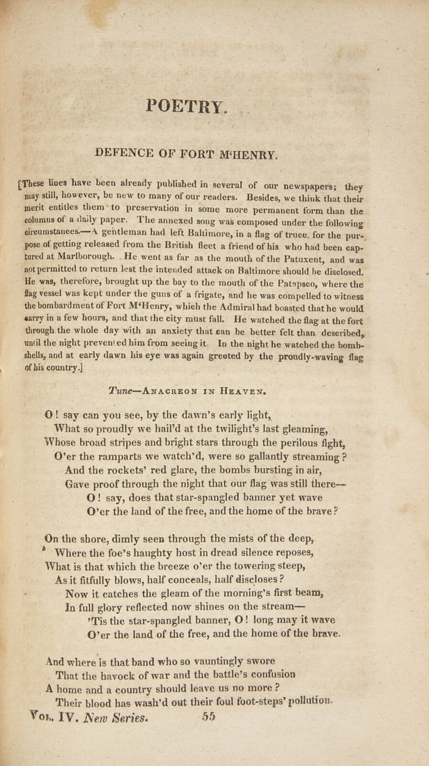 [Star-Spangled Banner] The First Magazine Appearance of Francis Scott Key's "Star-Spangled Banner", (1 of 3)