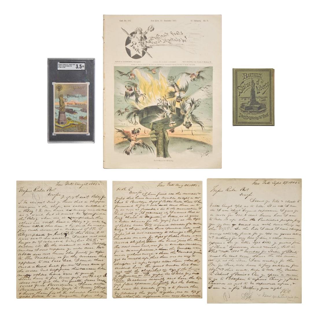 [Statue of Liberty] Group of 6 Items Related to the Statue of Liberty, ca. 1883-87 (1 of 1)