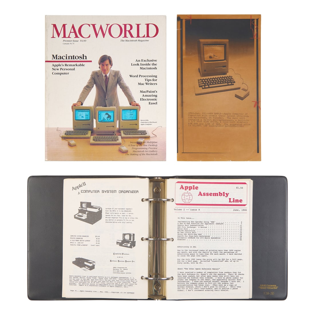 [Technology] Group of 3 Items Related to Apple Computers, Including the First 36 Issues of Apple (1 of 2)