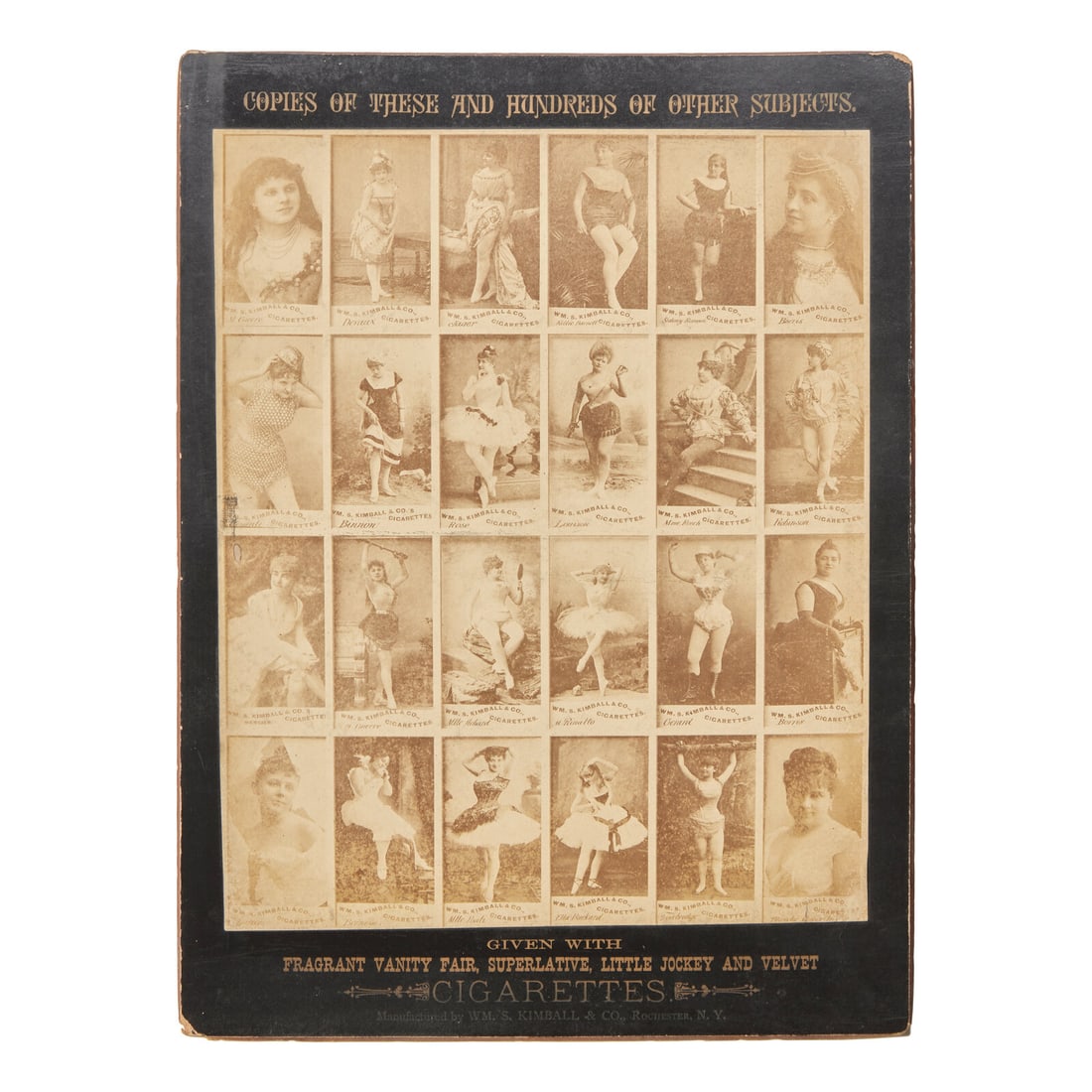 [Tobacco Cards] Rare Salesman's Dummy of an Uncut Sheet of William S. Kimball Tobacco Cards of (1 of 1)