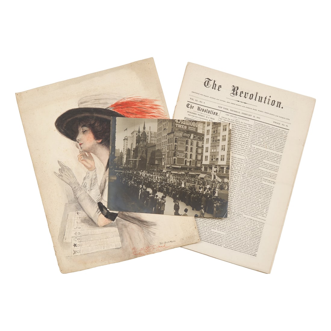 [Women's Rights] Group of 3 Items Related to Women's Suffrage, ca. 1869-1915 (1 of 5)