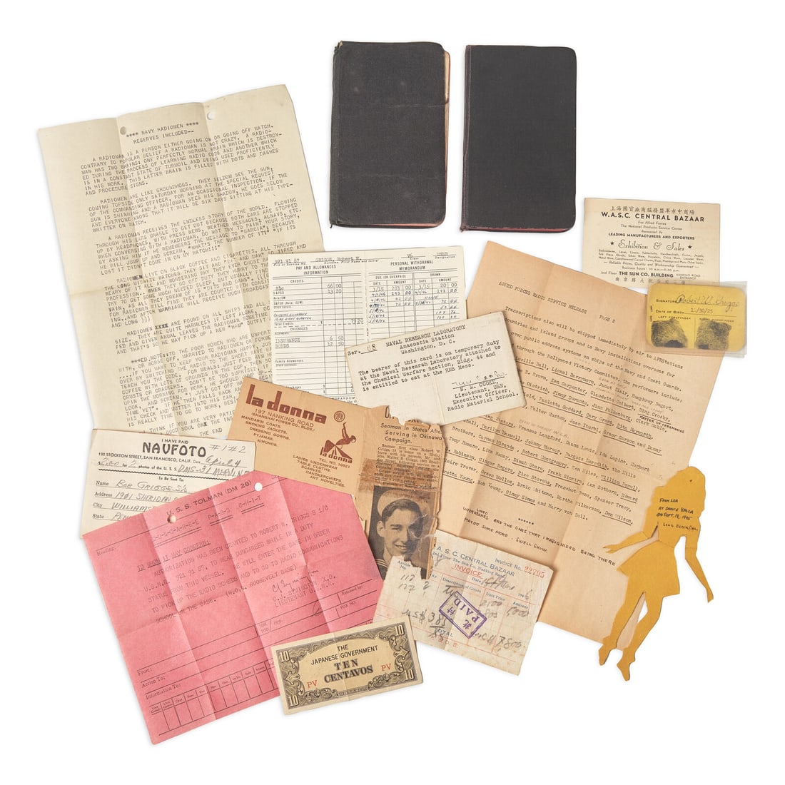 [World War II] Sailor's Pacific Theater Daily Journals, 1945-46, including Mention of the Dropping (1 of 5)