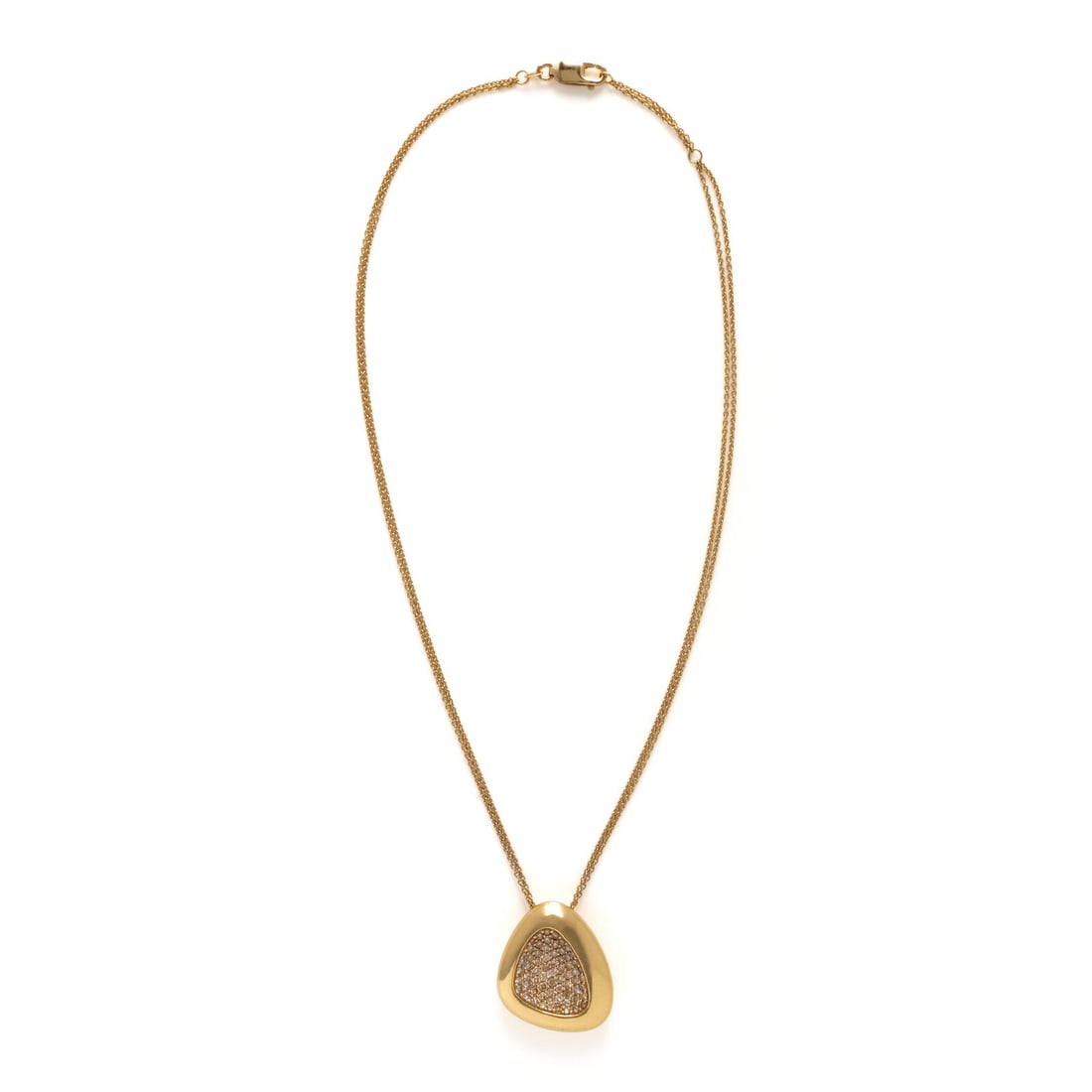 Roberto Coin, Colored Diamond and Yellow Gold 'Capris Plus' Pendant on Unsigned Chain: Roberto Coin, Colored Diamond and Yellow Gold 'Capris Plus' Pendant on Unsigned Chain Round yellow and brown (origin of color not tested) diamonds weighing approximately 1.80 carats total. 18 karat