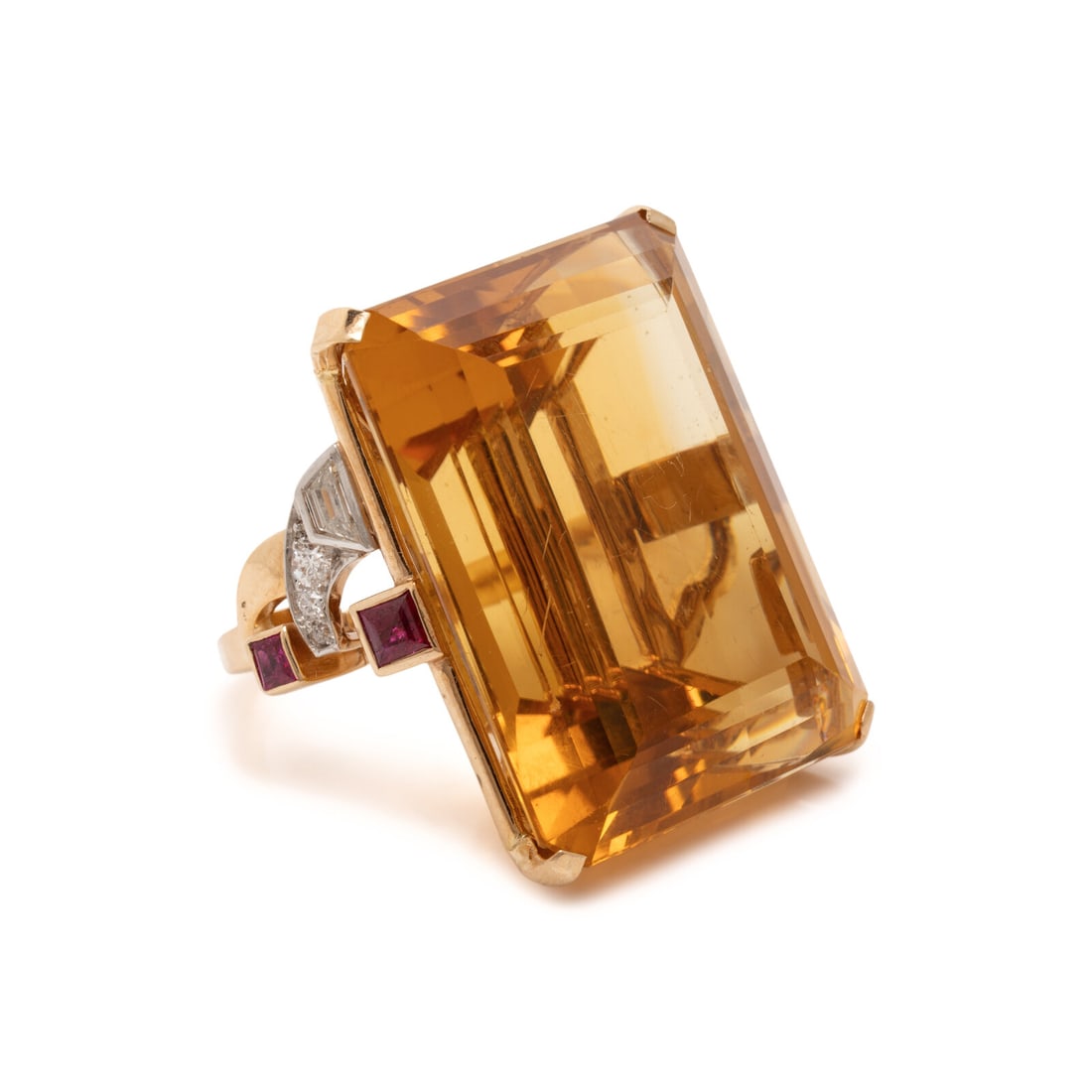 Retro, Citrine, Ruby, and Diamond Ring - 2