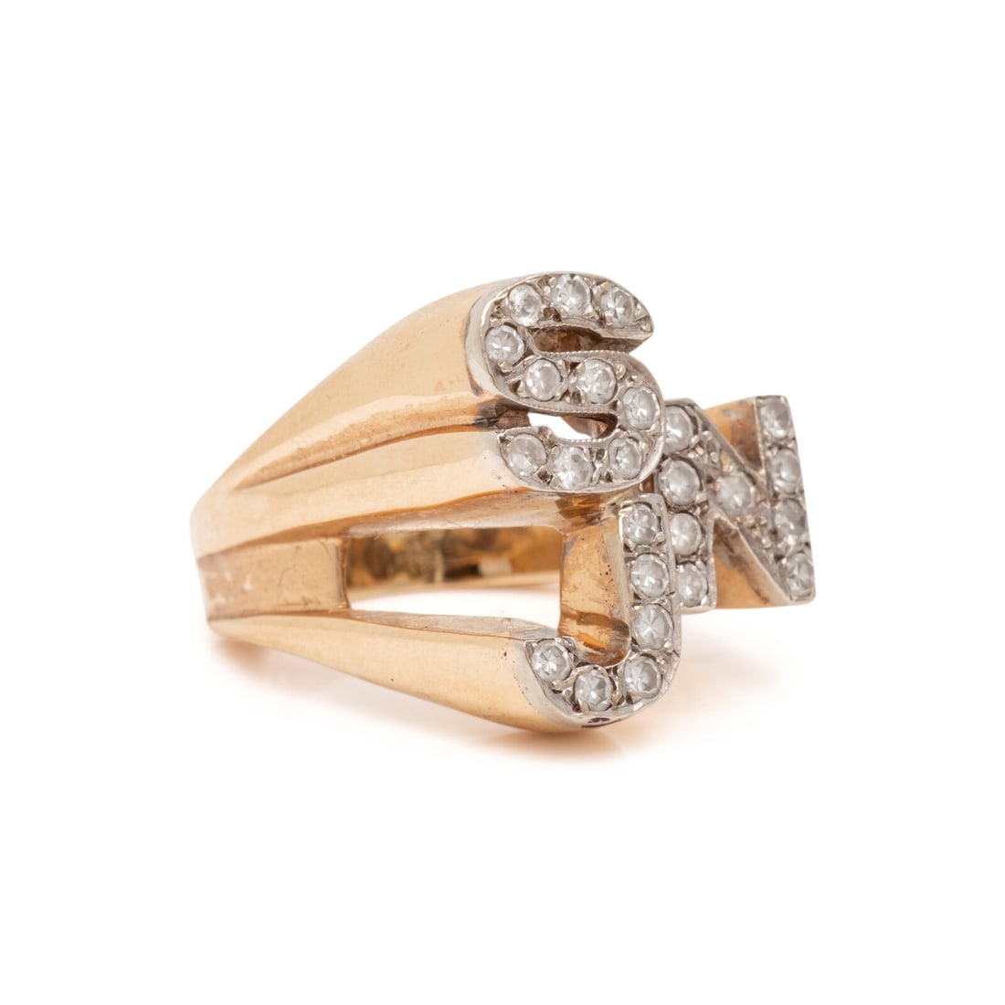 Diamond and Yellow Gold Initial Ring - 2