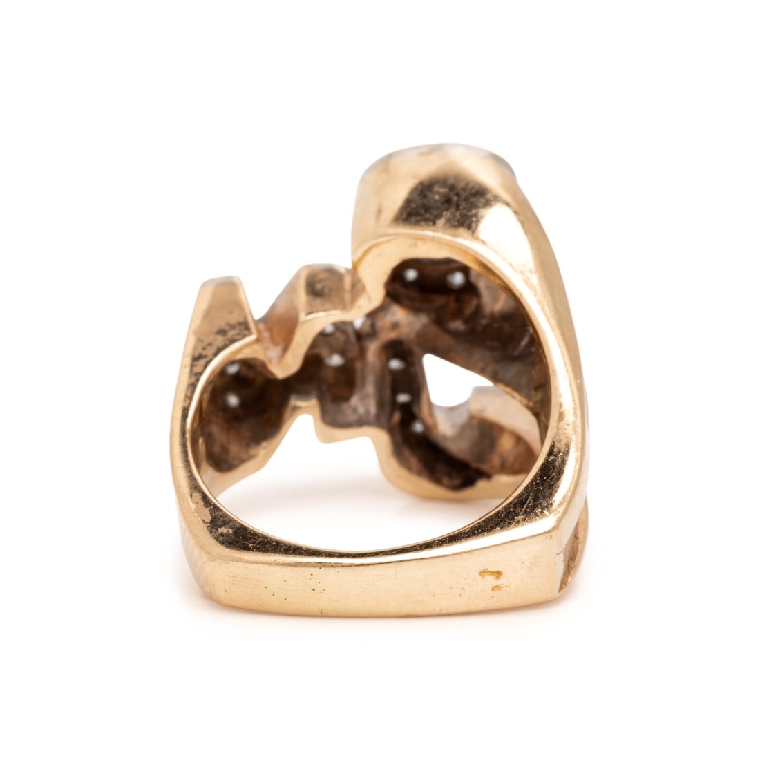 Diamond and Yellow Gold Initial Ring - 3