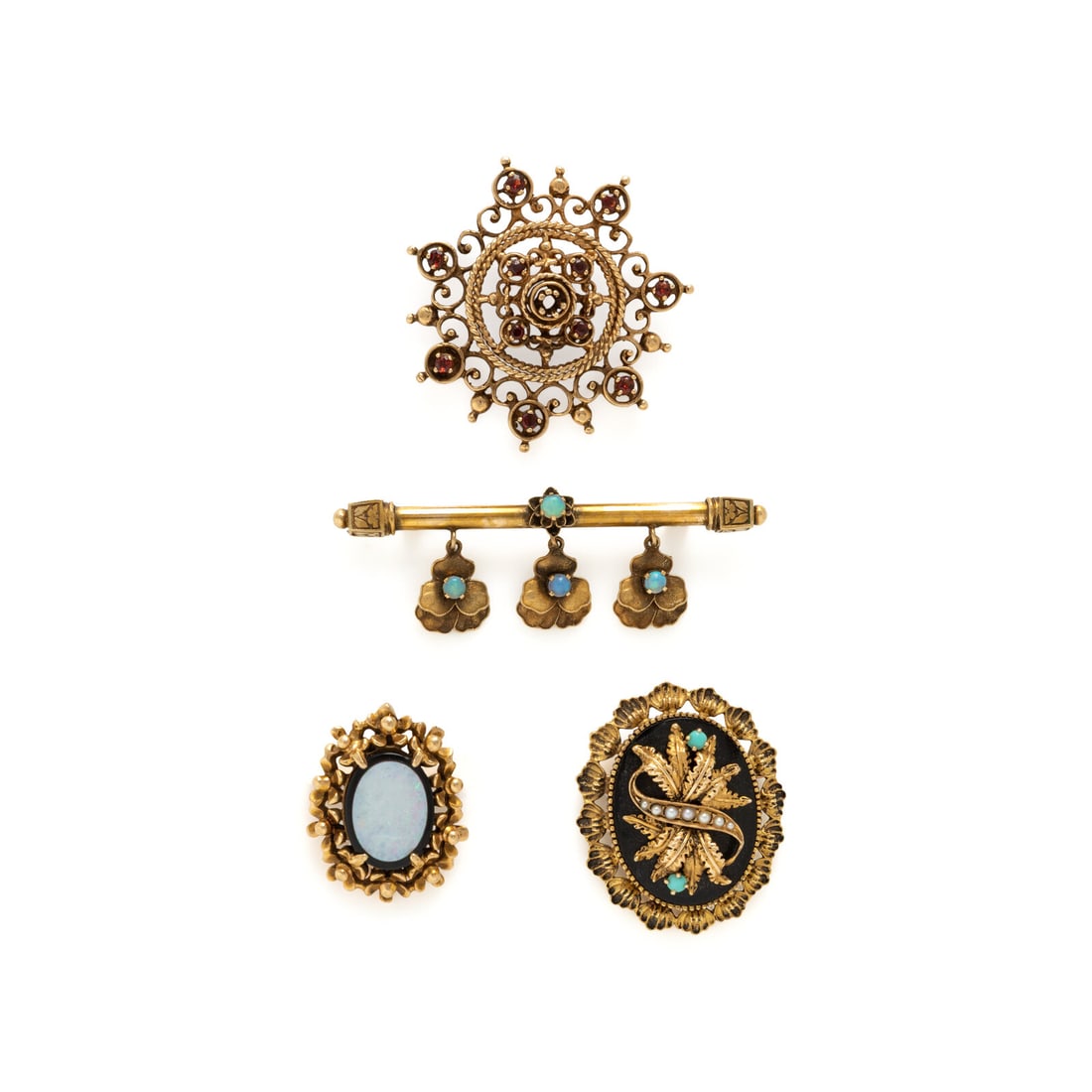 Collection of Mutigem and Yellow Gold Brooches (1 of 5)