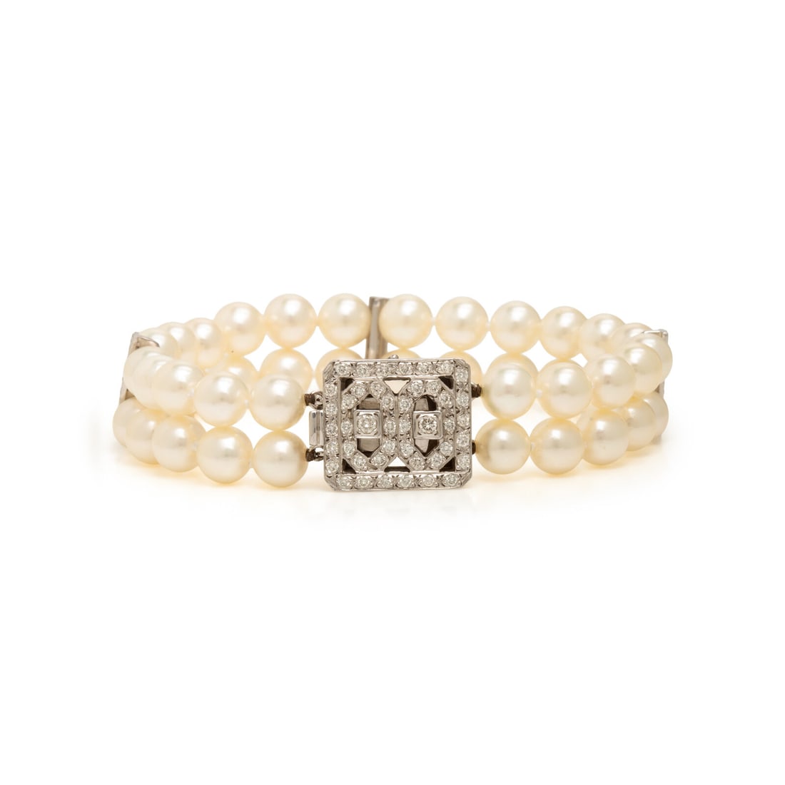 Cultured Pearl, Diamond, and White Gold Bracelet (1 of 3)