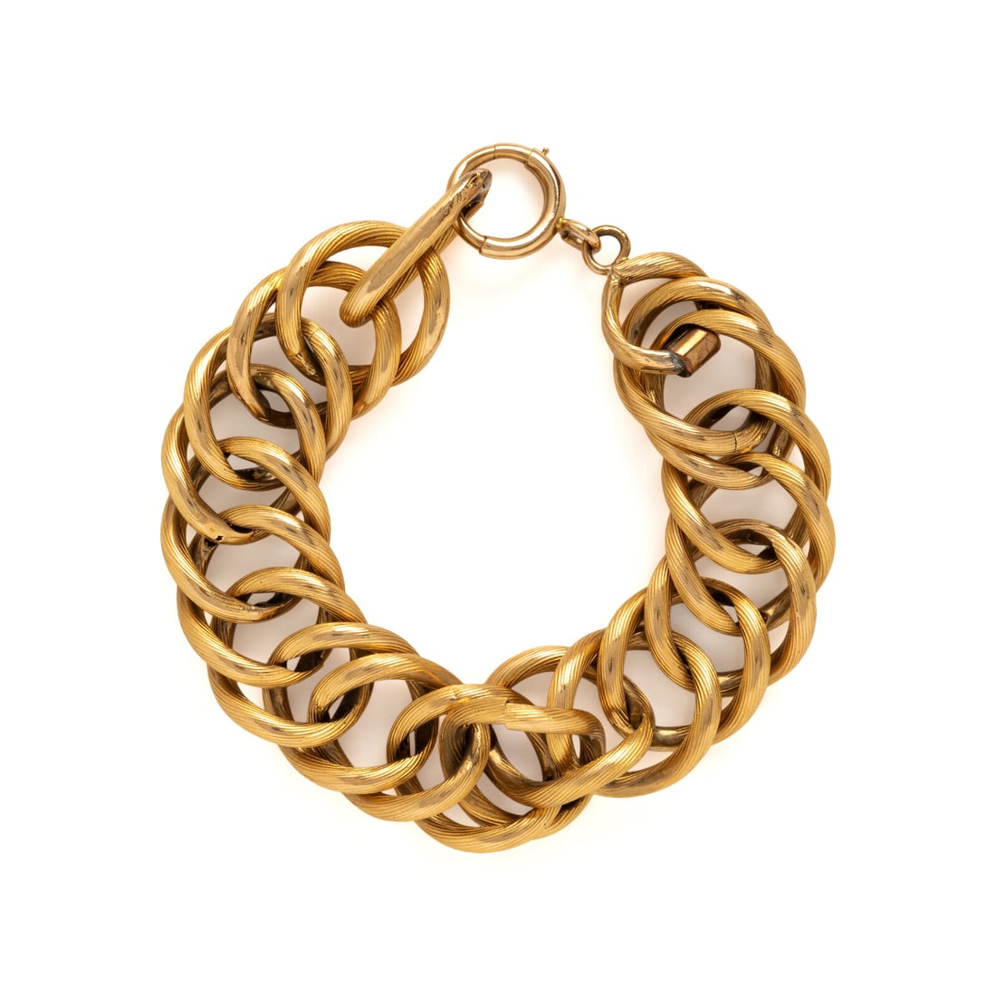 Yellow Gold Link Bracelet: Yellow Gold Link Bracelet Yellow gold. 7 5/8 inches long. Gross weight: 19.50 dwt. Property of a Prominent NJ Family This lot is located in Chicago.