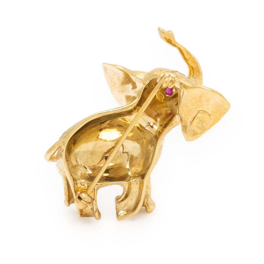 Yellow Gold and Ruby Elephant Brooch - 2