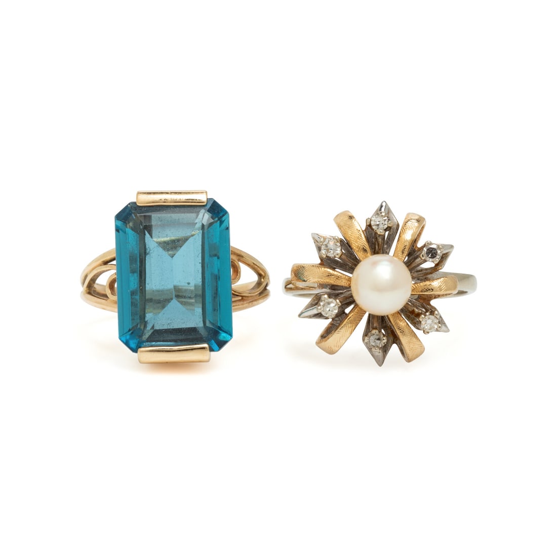 Blue Topaz Ring and Cultured Pearl Ring (1 of 5)