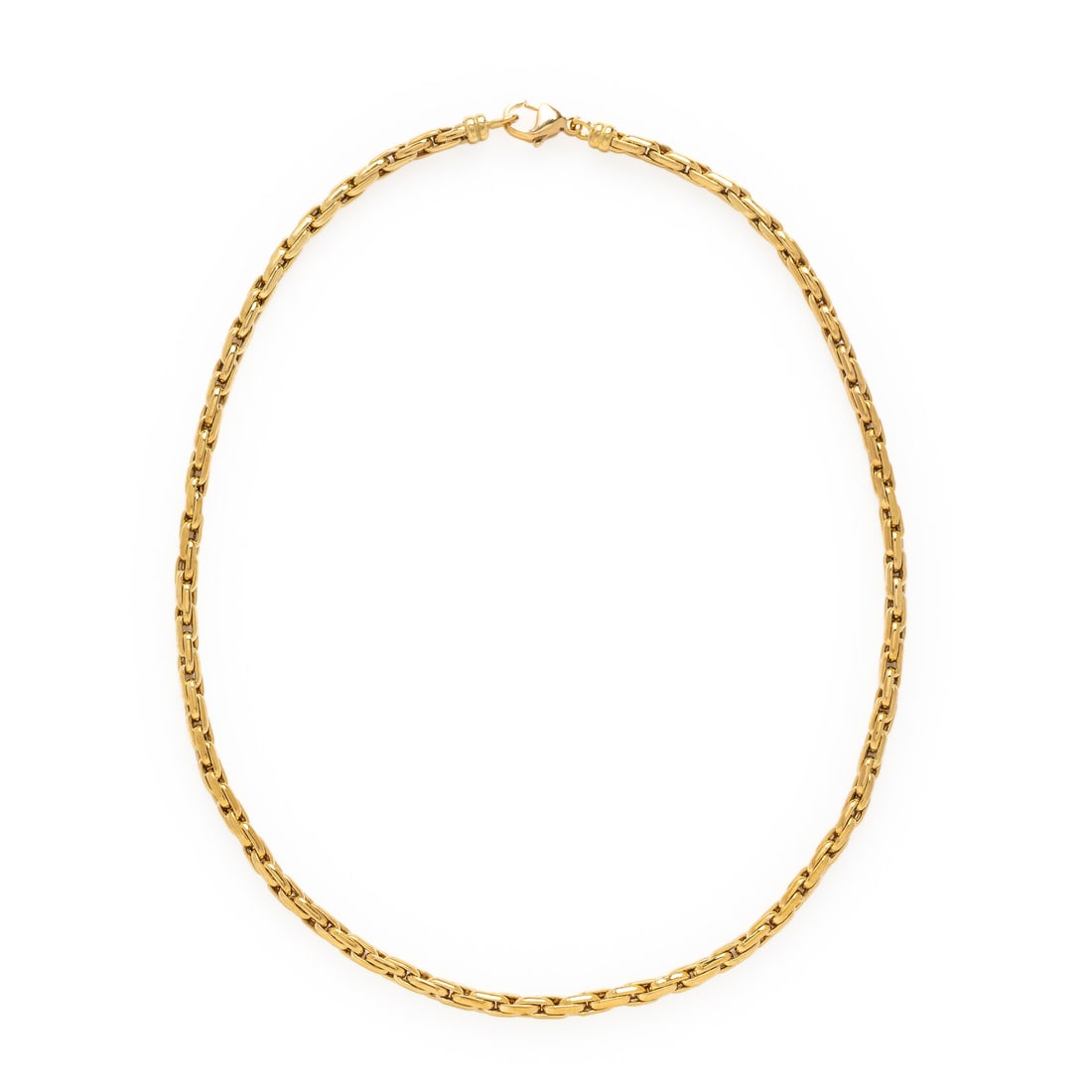 Yellow Gold Chain Necklace: Yellow Gold Chain Necklace 18 karat yellow gold. 16 3/4 inches long. Stamp: 750 GD 750. Gross weight: 15.00 dwt. Property from an Important Private Collection, Florida This lot is located in Chicago.
